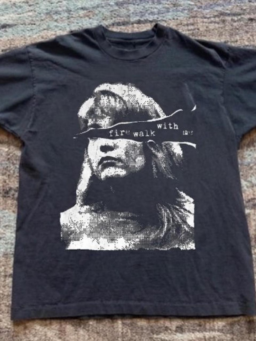 Gildan Black Men's Graphic Tee with White Portrait Print